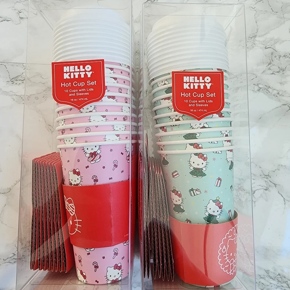 Hello Kitty 2 Set Papper Hot coffe & tea CUP SET BUNDLE Christma LIMITED EDITION - Picture 2 of 7